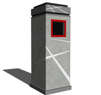 新中式垃圾桶su模型