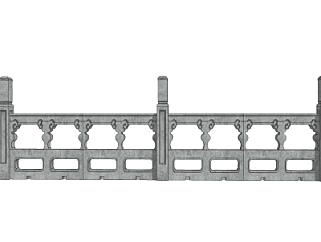 中式石材护栏su模型