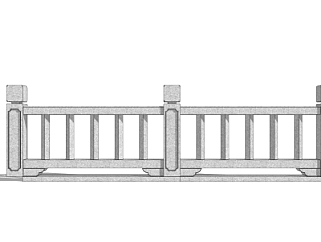 中式石材护栏su模型