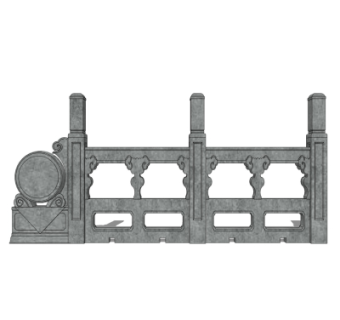 中式石材护栏su模型
