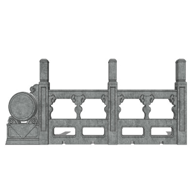 中式石材护栏su模型