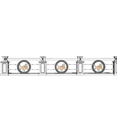 中式石材护栏su模型