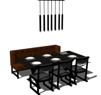 中式实木餐桌椅su模型