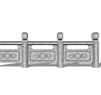 中式石材护栏su模型