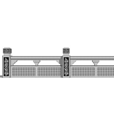 中式石材护栏su模型