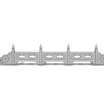 中式石材护栏su模型