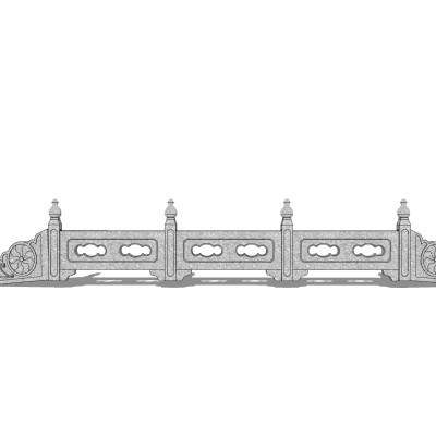 中式石材护栏su模型