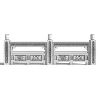 中式石材护栏su模型