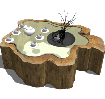 自然风茶几su模型