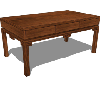 中式实木茶几su模型