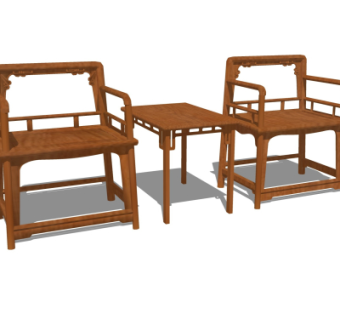 中式靠背椅su模型