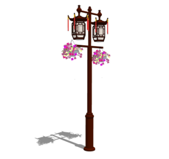 中式路灯su模型