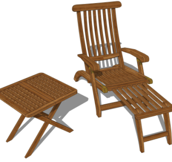 中式实木躺椅su模型