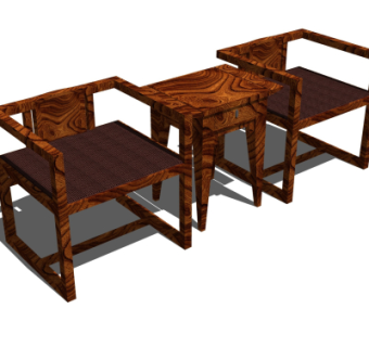 中式实木圈椅su模型