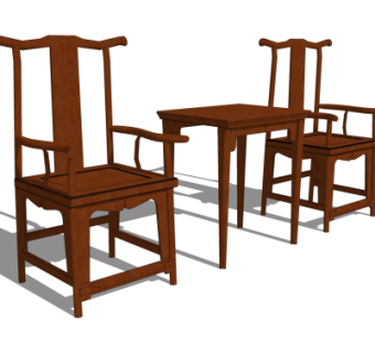 中式实木靠背椅su模型