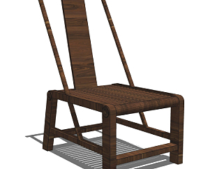 中式实木靠背椅su模型