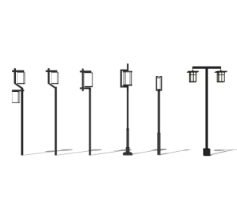 新中式路灯su模型