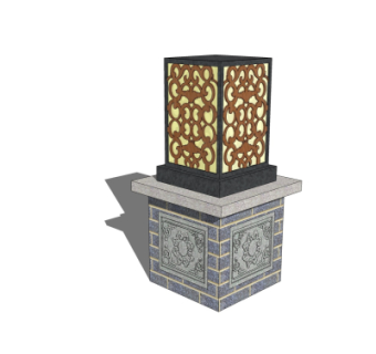 中式草坪灯su模型