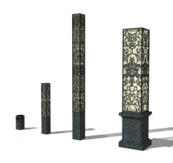 新中式路灯景观灯su模型