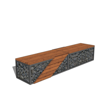 现代防腐木公用椅su模型