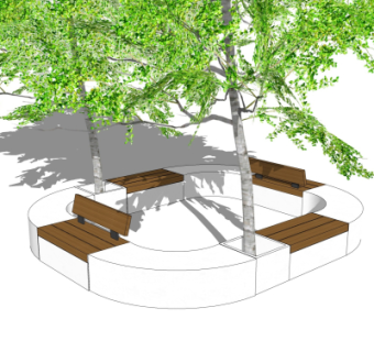 现代树池公用椅su模型