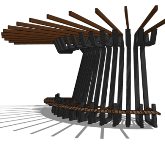 现代廊架su模型
