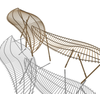 现代树叶形廊架su模型