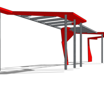 现代金属廊架su模型