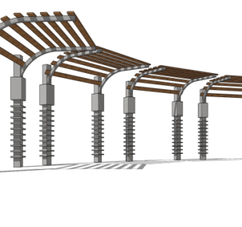 现代廊架su模型