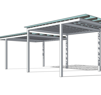 现代玻璃廊架su模型
