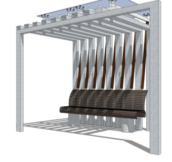 现代廊架su模型