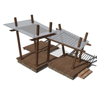 现代廊架su模型