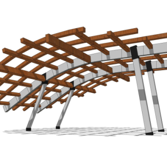 现代廊架su模型
