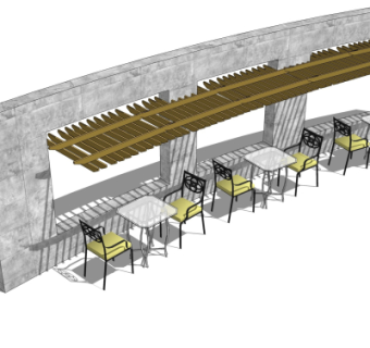 现代廊架su模型