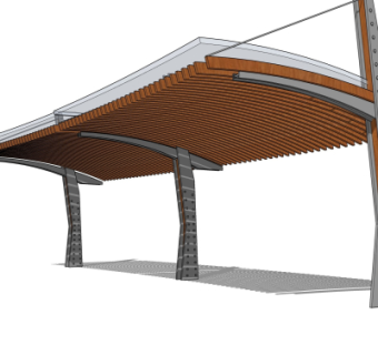 现代金属廊架su模型