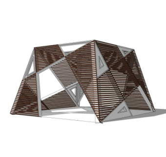 现代栅格凉亭su模型