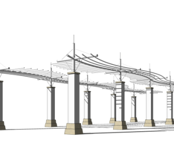 现代金属廊架su模型