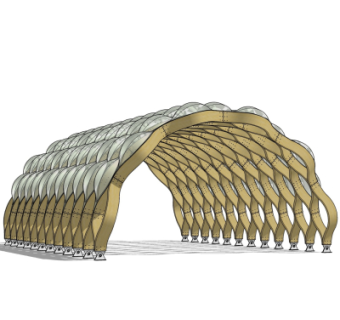 现代玻璃廊架su模型