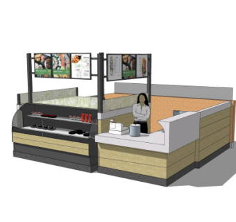 现代超市柜架收银台su模型