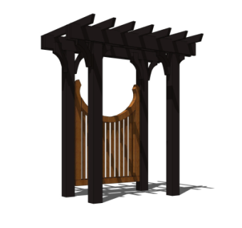 新中式廊架su模型