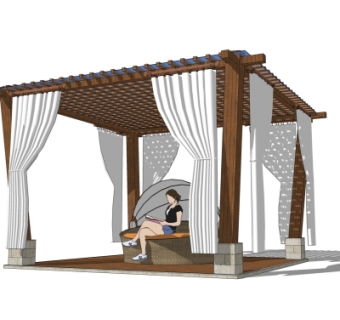 现代廊架su模型