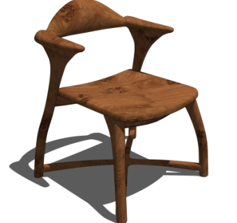 中式实木单椅su模型