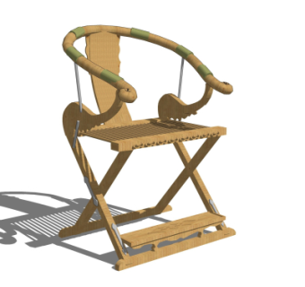 中式实木折叠椅su模型