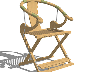 中式实木折叠椅su模型