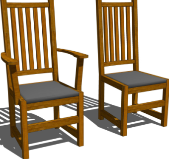 中式实木靠背椅su模型