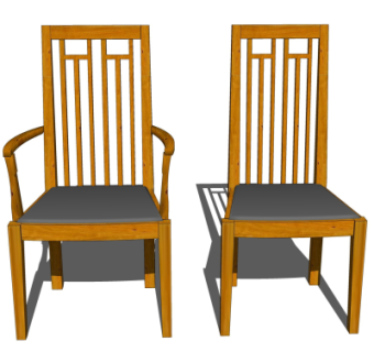 中式实木靠背椅su模型