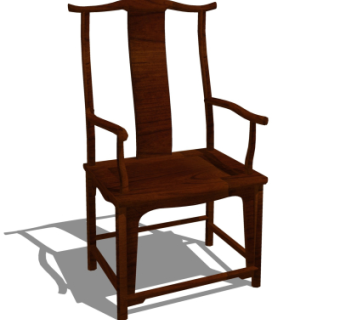 中式实木靠背椅su模型