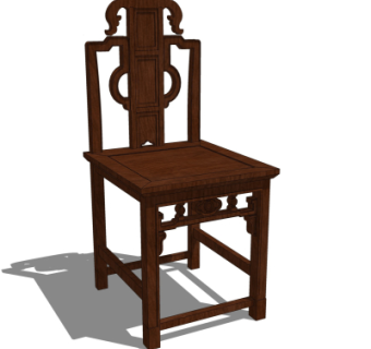 中式实木靠背椅su模型