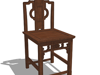 中式实木靠背椅su模型
