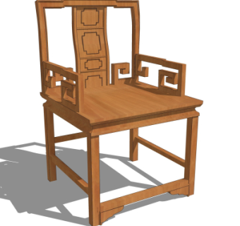 中式实木靠背椅su模型
